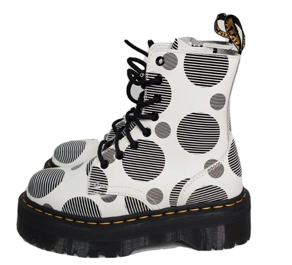 Dr Martens Jadon US 6/UK4/37 Polka Dot Smooth Leather Platform Boots New Chunky